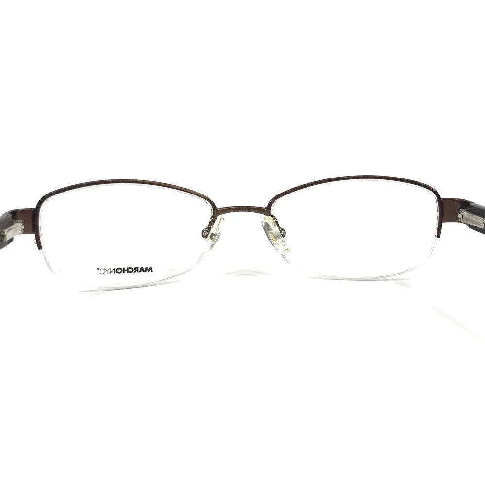 Marchon NYC Eyeglasses Frame TAMMANY 210 Satin Brown Tortoise Half Rim 51-18-135